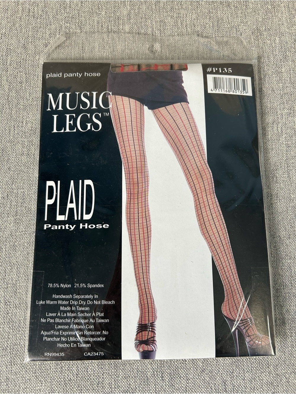 Music Legs Red & Black Plaid Panty Hose